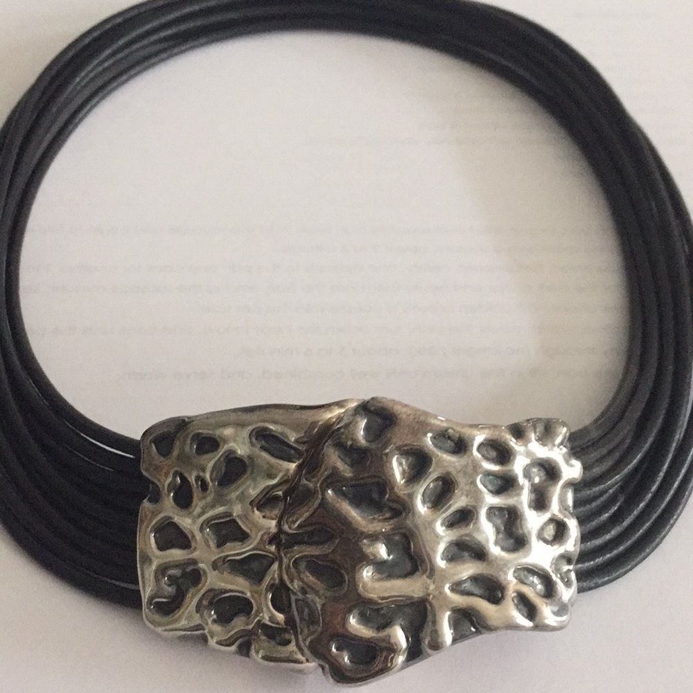 Black leather with sterling silver choker